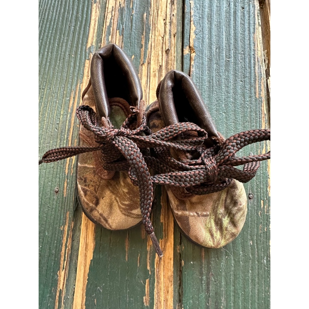 Baby Boys Camo Print Lace Up Work Boots Brown Camouflage Size 2 Infant